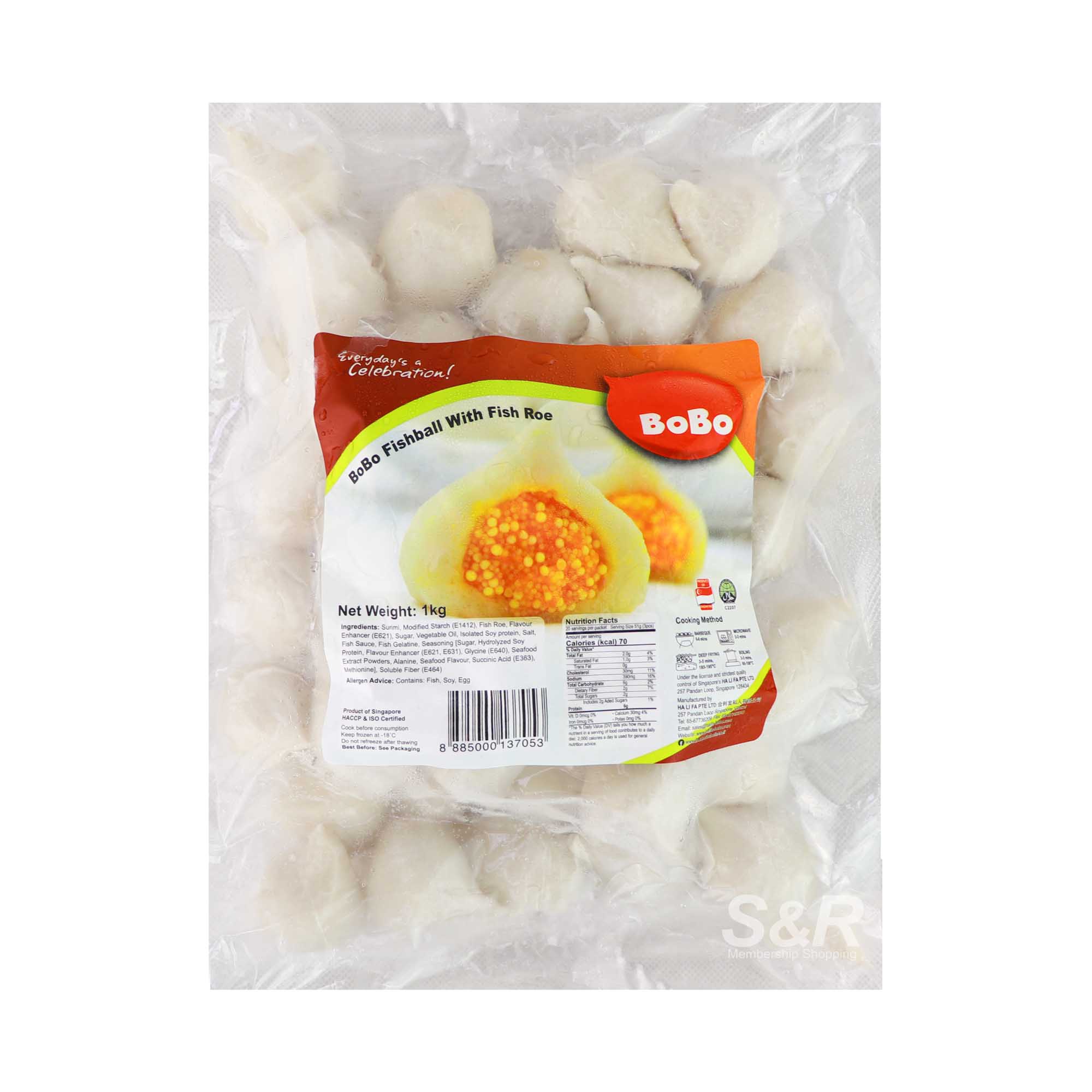 BoBo Fishball With Fish Roe 1kg BoBo Fishball With Fish Roe 1kg